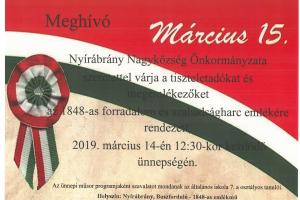 Megemlékezés az 1848-as forradalom és szabadságharc tiszteletére